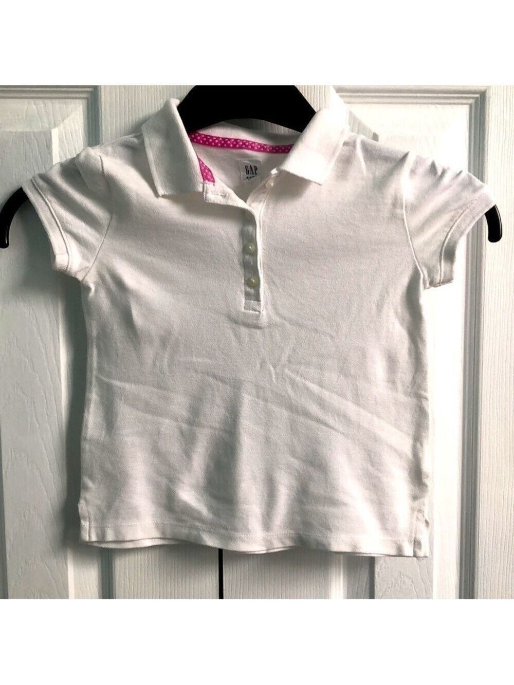 Gap Kids Short Sleeve Polo Shirt In Solid White Unisex Girls Size 4-5 XS